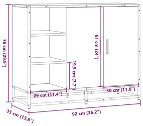 Sideboard Καπνιστή δρυς 92x35x76 cm Κατασκευασμένο ξύλο - Καφέ