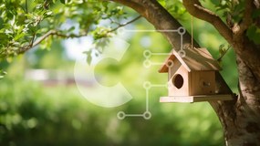 Intra Συλλεκτικό Ξύλινο Παζλ Plywood 4mm - Σπιτάκι πουλιών που κρέμεται από κλαδί δέντρου Σε Ξύλινο Κουτί - Διαστάσεις: 10x10 cm – 25 κομμάτια
