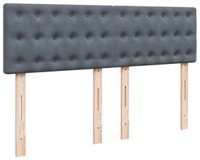 vidaXL Κρεβάτι Boxspring με Στρώμα Σκούρο Γκρι 160x200 εκ. Βελούδινο