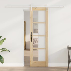 vidaXL Συρόμενη Πόρτα  με Σετ Υλικών 61x198.5 εκ. από Συμπαγές Ξύλο Πεύκου