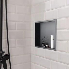 VEVOR Shower Niche 33.0 x 33.0 x 10.2 cm Recessed Wall Shelf Stainless Steel Black