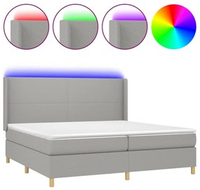 ΚΡΕΒΑΤΙ BOXSPRING ΜΕ ΣΤΡΩΜΑ &amp; LED ΑΝ.ΓΚΡΙ 200X200ΕΚ. ΥΦΑΣΜΑΤΙΝΟ 3138741