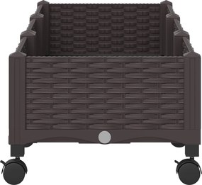 vidaXL Κήπος Γλαστράκι με Ροδάκια Καφέ 120 x 40 x 29 εκ PP