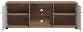 Έπιπλο TV Burgundy 160 3K2V Λευκό - Flagstaff Oak - Λευκό Γυαλιστερό 157x40x51 εκ. 157x40x51 εκ.