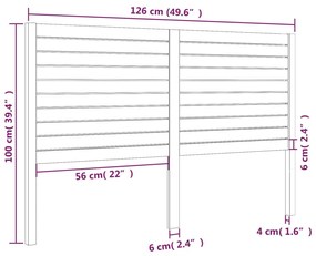 vidaXL Κεφαλάρι Κρεβατιού Λευκό 126 x 4 x 100 εκ. Μασίφ Ξύλο Πεύκου