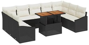 vidaXL Σετ Καναπέ Κήπου με αποθήκευση 10 pcs Μαύρο Πολυ ράταν