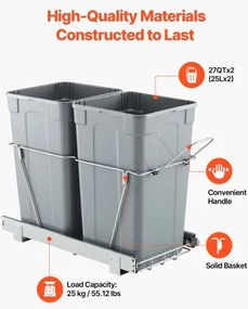 VEVOR Double Pullout Waste Container Under Cabinet Kitchen Bin Trash Can