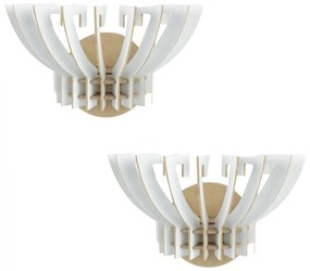 Σετ απλίκες τοίχου C7382.01 2 τμχ. Ξύλινες απο MDF Λευκό 32x22x19Υεκ. 32x22x19 εκ.