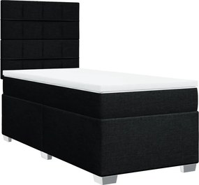 vidaXL Κρεβάτι Boxspring με Στρώμα Μαύρο 90x200 εκ. Υφασμάτινο