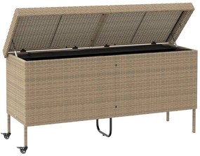 vidaXL Κουτί Αποθήκευσης Κήπου με Ρόδες 160x55x75 εκ. Συνθετικό Ρατάν