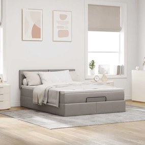 vidaXL Οθωμανικό κρεβάτι με στρώμα Taupe 140x200cm ύφασμα