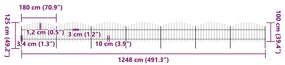vidaXL Κάγκελα Περίφραξης με Λόγχες Μαύρα (1-1,25) x 11,9 μ. Ατσάλινα