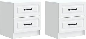 vidaXL Κομοδίνο 2 τεμ. Λευκό 43 x 34,5 x 44,5 εκ Επεξεργασμένο Ξύλο