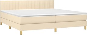 vidaXL Κρεβάτι Boxspring με Στρώμα Κρεμ 200x200 εκ. Υφασμάτινο