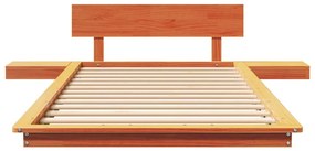 vidaXL Κρεβάτι Πλατφόρμα με Κομοδίνα Καφέ 75x190 εκ. Μασίφ Ξύλο