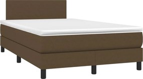 vidaXL Κρεβάτι Boxspring με Στρώμα Σκούρο Καφέ 120x190 εκ Υφασμάτινο