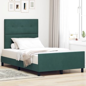 vidaXL Σκελετός Κρεβατιού Σκούρο πράσινο 120 x 190 cm Βελούδο