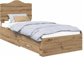 vidaXL Σκελετός Κρεβατιού Artisan Δρυς 100 x 200 cm Επεξεργασμένο Ξύλο