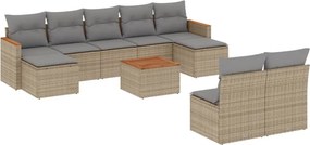 vidaXL Patio Sofa Set 9-θέσια Μικτό μπεζ