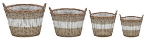 vidaXL Γλάστρες Υπερυψωμένες 4 τεμ. Wicker με Επένδυση Πολυαιθυλενίου
