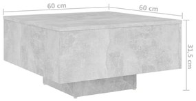 Τραπεζάκι Σαλονιού Γκρι Σκυροδέματος 60x60x31,5 εκ. Επεξ. Ξύλο - Γκρι