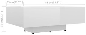 vidaXL Τραπεζάκι Σαλονιού Γυαλιστερό Λευκό 85x55x31 εκ. Επεξ. Ξύλο
