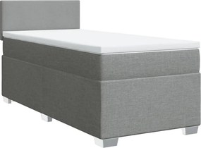 vidaXL Κρεβάτι Boxspring με Στρώμα Ανοιχτό Γκρι 90x200 εκ. Υφασμάτινο