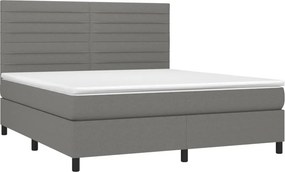 vidaXL Κρεβάτι Boxspring με Στρώμα Σκούρο Γκρι 180x200 εκ Υφασμάτιν