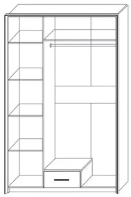 Ντουλάπα Τρίφυλλη Scarlet3D Sonoma-Wenge 136x58x212εκ