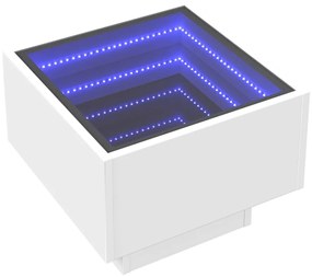 Τραπέζι Βοηθητικό με LED Λευκό 40x40x30 εκ. Επεξεργασμένο Ξύλο - Λευκό