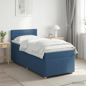 vidaXL Κρεβάτι box spring με στρώμα Μπλε 100 x 200 cm Ύφασμα