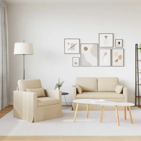 vidaXL Καναπές 120cm 2 pcs Κρεμ Μέταλλο