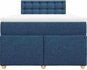 vidaXL Κρεβάτι Boxspring με Στρώμα Μπλε 120x190 εκ. Υφασμάτινο