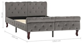 vidaXL Πλαίσιο Κρεβατιού Γκρι 120 x 200 εκ. Βελούδινο