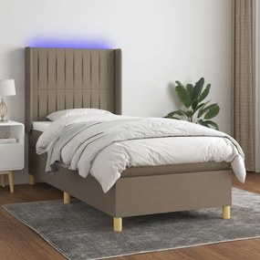 ΚΡΕΒΑΤΙ BOXSPRING ΜΕ ΣΤΡΩΜΑ &amp; LED TAUPE 90X190 ΕΚ. ΥΦΑΣΜΑΤΙΝΟ 3139001