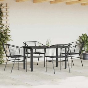 vidaXL Σετ Τραπεζαρίας Κήπου 5 Τεμαχίων Μαύρο Συνθετικό Ρατάν/Γυαλί