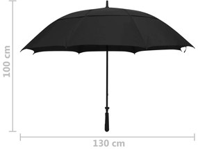 vidaXL Ομπρέλα Μαύρη 130 εκ.