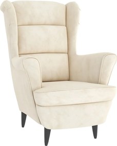 vidaXL Πολυθρόνα Λευκή Κρεμ Βελούδινη