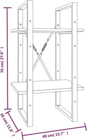 vidaXL Βιβλιοθήκη με 2 Ράφια Καφέ Δρυς 40x30x70 εκ. Επεξεργ. Ξύλο