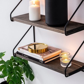 Ράφι Τοίχου Μαύρο / Καρυδιά VIOLACEAE 60x15x40