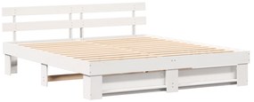 vidaXL Σκελετός Κρεβατιού Λευκό 180 x 200 εκ. Μασίφ ξύλο πεύκου