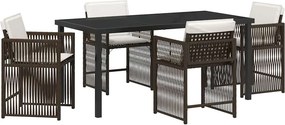 vidaXL Σέτ φαγητού για κήπο 5 pcs Καφέ συνθετικό ρατάν
