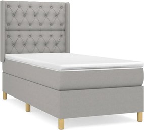 vidaXL Κρεβάτι Boxspring με Στρώμα Ανοιχτό Γκρι 80x200 εκ. Υφασμάτινο