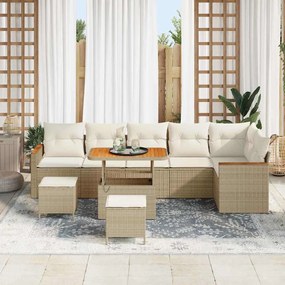 vidaXL Σετ Καναπέ Κήπου με μαξιλάρι με αποθήκευση Μπεζ Πολυ ράταν