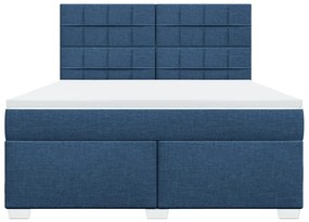 Κρεβάτι Boxspring με Στρώμα Μπλε 180x200 εκ. Υφασμάτινο - Μπλε