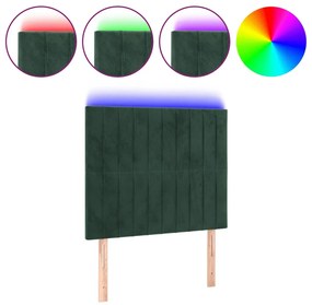 Κεφαλάρι Κρεβατιού LED Σκούρο Πράσινο 80x5x118/128εκ. Βελούδινο 3122695