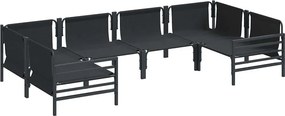 vidaXL Σετ Καναπέ Κήπου με μαξιλάρι 6 pcs Μαύρο Ατσάλι