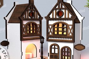 Σετ των 2 Intra απο ξύλο plywood 3mm-4mm πάχος Amsterdam House. Κηροπήγιο Δίασταση 30x20 cm INTRAFABR-114873068