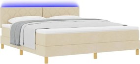 vidaXL LED Κρεβάτι με βάθρο με κεφαλάρι Κρεμ 180 x 200 cm ύφασμα