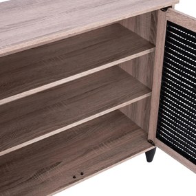 Παπουτσοθήκη MCKENNA Ξύλινη με 3 πόρτες Sonama - Μαύρο 112x30x68,5Υ εκ. 112x30x68.5 εκ.